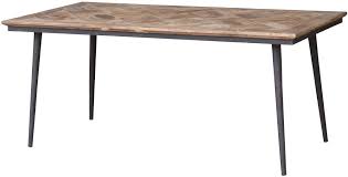 Metal top new york square dining table. Renton Industrial Reclaimed Elm Parquet Top Dining Table Cfs Furniture Uk