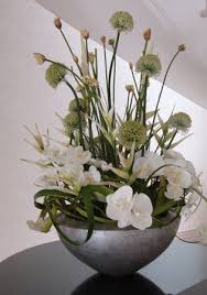 Artificial Silk Flower Arrangements Artificial Flowers Artifi Modern Flower Arrangements Contemporary Flower Arrangements Artificial Silk Flower Arrangements Snowball hydrangea arranged in a silver bowl. pinterest