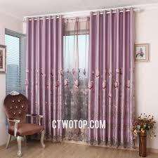 Pastoral Light Purple Living Room Curtains With Gauze And Cloth Fabric