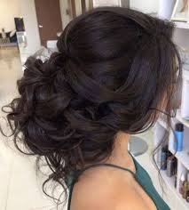Classic Loose Curly Low Updo Wedding Hairstyle Featured Hairstyle Elstyle Loose Curls Updo Thick Hair Styles Long Hair Styles