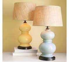 Pottery Barn Alexis Lamp In Porcelain Blue With Natural Shade Table Lamp Base Lamp Ceramic Table Lamps