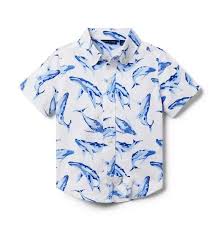 Janie And Jack Whale Poplin Button Down