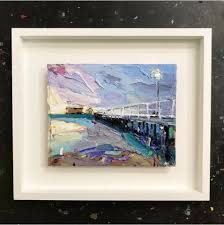Queenscliff Pier Looking A Bit Dapper In Its New White Shadow Frame Arts Paintings Australia Mel Framing Canvas Art Ocean Art Painting Modern Framed Art