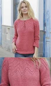 It will look the same as the flat knit. Aftensol Round Lace Yoke Sweater Free Knitting Pattern Download Ladies Sweater Wi Knitting Patterns Free Sweater Jumper Knitting Pattern Woolen Sweater Design