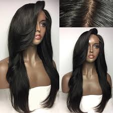 The sides can be on the low and the side part running on a straight line to the back. 17 Off 2021 Long Deep Side Parting Natural Straight Real Human Hair Lace Front Wig In Natural Black Dresslily
