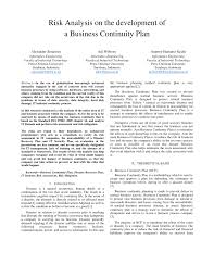 Pdf Risk Analysis On The Development Of A Business Continuity Plan