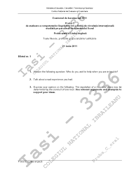 Proba C Engleza Oral Bilete 21 Iunie 2011