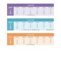 Oct Nov Dec 2020 Calendar 3 Months Per Page Printable Free Printable 2020 Calendar Templates Calendar Template Calendar December Calendar