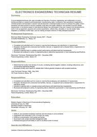 This stylish cv template has been designed with engineering roles in mind, although it could easily be adapted to a multitude of other positions. Electronics Engineering Technician Resume Example