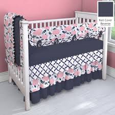 Navy And Coral Pink 3 Tier Nursery Idea Customizable Crib Bedding Set Carousel Designs Baby Girl Crib Bedding Baby Girl Crib Bedding Sets Crib Bedding Girl