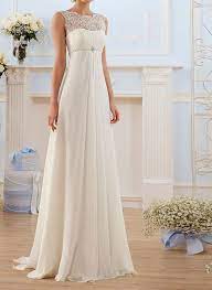 Empire Chiffon Dress With Chantilly Lace Bodice Bb002 In 2021 Empire Wedding Dress Empire Waist Wedding Dress Wedding Dress Styles
