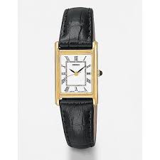 Seiko Women S Rectangular Dial Black Leather Watch 185 Watches Women Leather Ladies Dress Watches Black Leather Strap