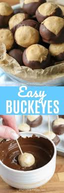 A Buckeye Cookie Is A Delicious No Bake Peanut Butter Ball Dipped In Chocolate Spendwithpennies Buckeye Recipe Easy Buckeyes Recipe Cookies Recipes Christmas