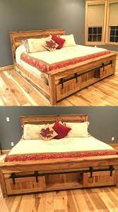 Attaching them together and using partial pallets as the legs. Very Beautiful Wooden Pallet Bed Project Pallet Furniture Bedroom Log Bedroom Furniture Pallet Furniture Couch