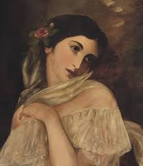 Female Oil Portrait Delicate Austria Romantic 1800s Vintage Woman Realism  Signed