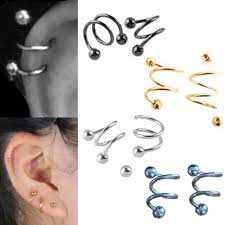 Punk Spiral Helix Earrings Rock Cartilage Clip Body Piercing Jewelry 5 Colors Ear Studs Lip Piercing Ear Piercings