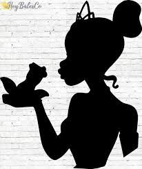 Prince naveen is transformed into a frog by a conniving voodoo magician and tiana, following suit. Princess Tiana Silhouette Vinyl Decal Princess And The Frog Etsy Disney Princess Silhouette Disney Princess Decals Silhouette Vinyl