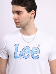 Buy Lee Men Logo White Crew Neck Slim Fit Tshirt