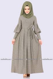 Moda Selvim Balon Kol Pileli Elbise Kprs6825 Haki Moda Elbise Koltuklar