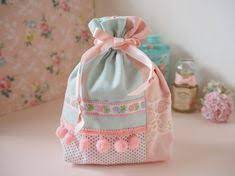 ヴィンテージリボンのミニ巾着ａ ファブリックバッグ ハンドメイド 巾着