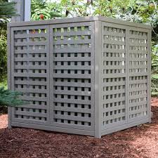 Available in three sizes and 12 finishes including unpainted natural as shown, a wide slatted panel is from £24 to £51 from garden trellis. How To Hide An A C Unit Outside The Home Depot