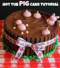 Making Life Whimsical Hot Tub Pig Cake Tutorial Pigs In Mud Cake Pig Cake Kitkat Cake