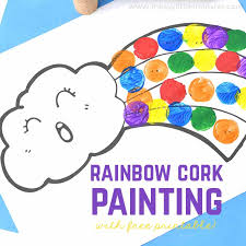 Easy Rainbow Craft For Kids Rainbow Cork Painting Project Messy Little Monster Printable kids color scavenger hunt rainbow kebab snack idea.