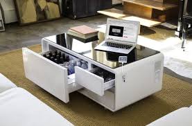 Sobro Coffee Table Designed With Refrigerator Bluetooth Speakers Led Lights Charging Ports Touch Contro Cool Coffee Tables Coffee Table Design Smart Table