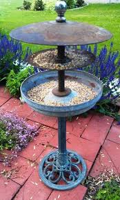 Bird Bath And Feeder Combo The Upcycled Garden Volume 7 Using Recycled Salvaged Materials In Your Garden Upcycle Garden Bird Garden Bird Feeders