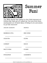 Summer Fun Word Scramble Printable Puzzle For Kids Cool Words Printable Puzzles For Kids Summer Workbooks