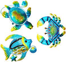 Bring the garden into focus. Buy Metal Wall Decor Outdoor Wall Art Set Of 3 Metal Sea Turtle Fish And Crab Outdoor Wall Decor Ocean Themed Metal Art Wall Decor For Home Bathroom Bedroom Garden Pool Patio