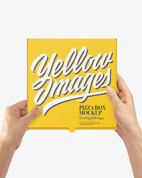 Download Mini Pizza Box With Hands Mockup In Box Mockups On Yellow Images Object Mockups
