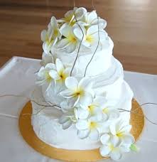 Cascading Real Touch Plumeria Cake Flowers Color Of Your Choice Beach Wedding Shown In Coconut Creme Tropical Wedding Cake Flower Cake Cake Decorating Icing