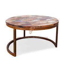 Walker edison cora modern round faux marble top coffee table with x base, 36 inch, white faux marble and gold. Buy Fr Coffee Tables Series Round Coffee Table In Metal Base And Brick Layout Parquet Top Online Coffee Tables Restaurant Tables Restaurant Furniture Furnitureroots Product
