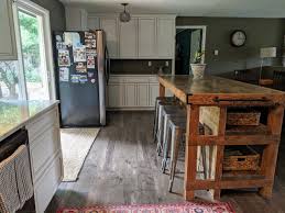 The open concept between the kitchen, living room and dining room reflect laidback new england style, especially with wide views of the sea through floor to ceiling windows. Wood Kitchen Island With Seating Area Etsy