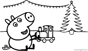 Days of coloring fun with our printable christmas coloring pages for kids! George Playing Toy Train Coloring Page Coloringall