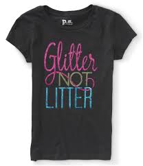 Aeropostale Girls Glitter Not Litter Graphic T Shirt