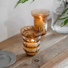 Pair of Amber Glass Votive Holders