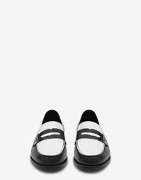 Black And White Penny Loafers Saint Laurent French Mocassin In Black And White Leather Ysl Com