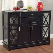 Littlewoods xander large high gloss sideboard with led lights. Black Wood Buffet Dining Room Sideboard With Glass Doors Fastfurnishings Com