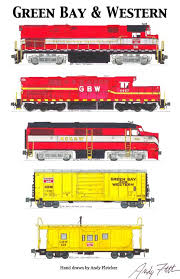5 Hand Drawn Green Bay Western Drawings By Andy Fletcher Train Pictures Train Posters Model Trains