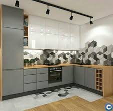 White Gray Theme Kitchen Modern Kitchen Design Modern Grey Kitchen Kitchen Decor