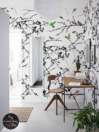 Bird Wall Mural Removable Wallpaper Peel And Stick Bird Wall Etsy Watercolor Wallpaper Bird Wall Art Tree Wallpaper