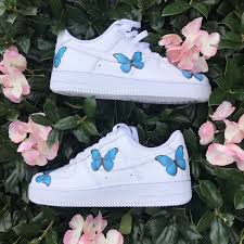 Custom Blue Butterfly Air Force 1s Nike Air Shoes Nike Shoes Air Force Nike Shoes Blue