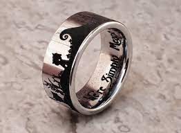 Nightmare Before Christmas Wedding Ring Jack Skellington Wedding Band Halloween Town En Christmas Wedding Ring Nightmare Before Christmas Rings Wedding Rings