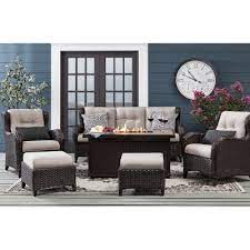 Sam's club patio furniture with fire pit. Member S Mark Agio Heritage 6 Piece Deep Seating Fire Pit Set With Sunbrella Fabrics Sam S Club