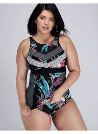 Plus Size Swimwear Plus Size Women S Mixed Print Swim Tank With Built In Bra Plus Size Fatkini Plus Size Swimwear Plus Size Swimsuits Plus Size Bikini