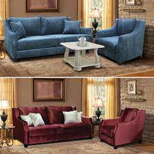 Brighton Couchgarnitur 2 Sitzer Schlafcouch Mit 2 Sesseln Blau Rot Couch Mit Schlaffunktion Sessel Couch