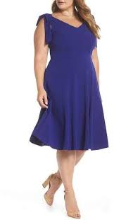 1901 Tie Shoulder Fit Flare Dress Nordstrom Plus Size Wedding Dresses With Sleeves Dresses For Apple Shape Plus Size Party Dresses