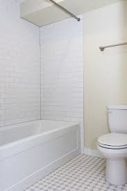 3x6 Subway Tile Shower Walls Paired With 2x2 Octagons And Gray Dots Floor Shower Surround Bathtub Tile Bathtub Surround